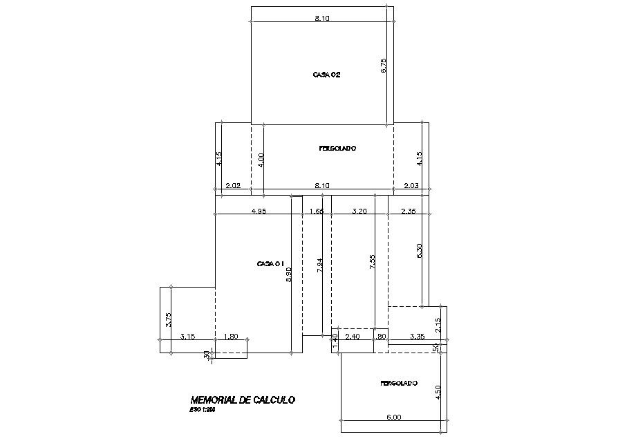 Detail drawing of calculus report of floor plan