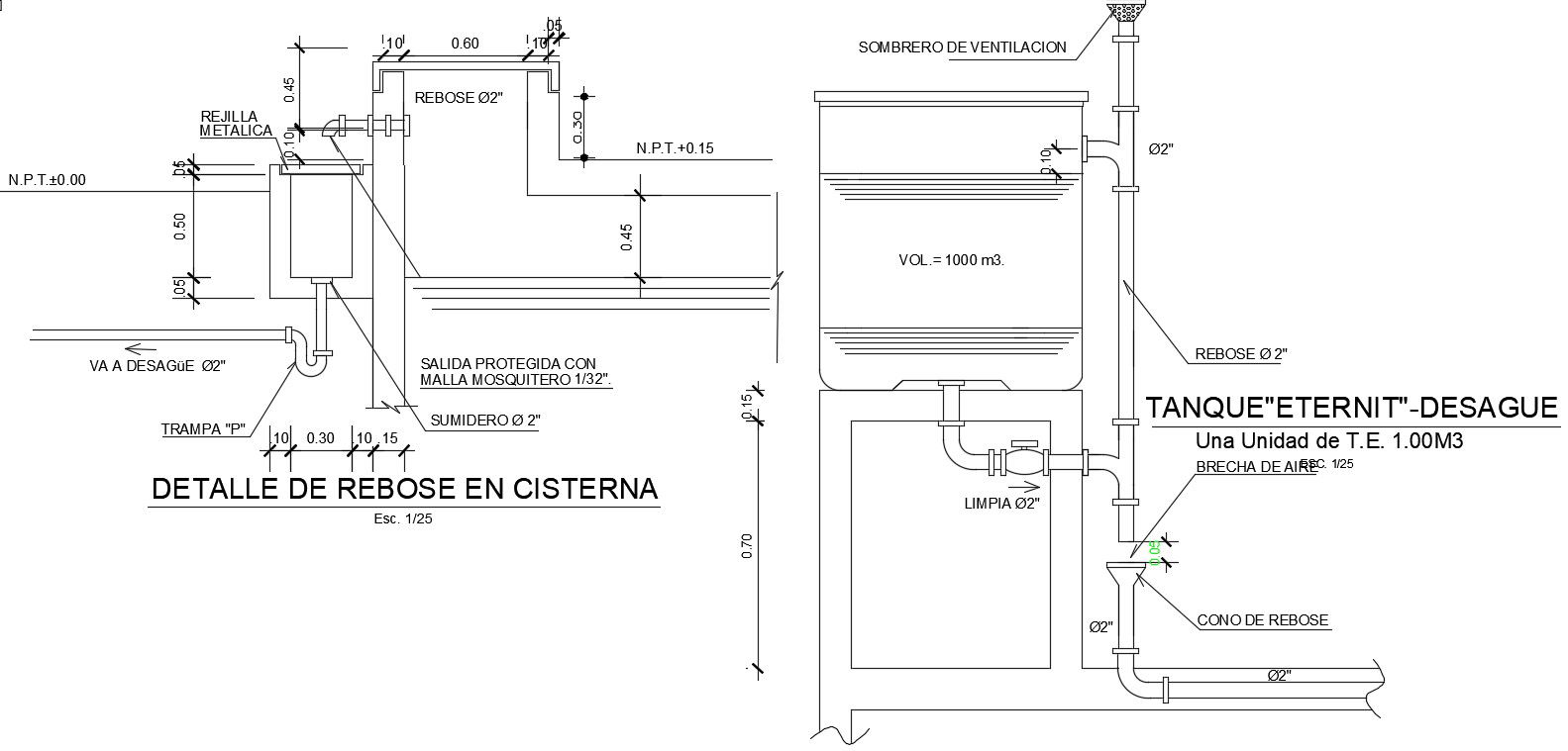 Detail drawing of cistern is given in this Autocad drawing file. Download now.