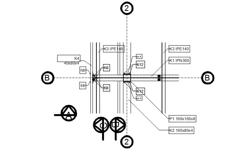 Detail drawing of column joints in AutoCAD 2D drawing, dwg file, CAD file