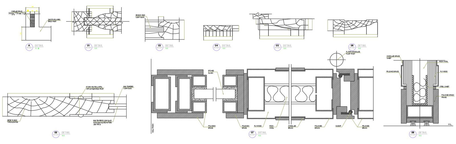 Detail drawing of different structures in AutoCAD 2D design, dwg file, CAD file