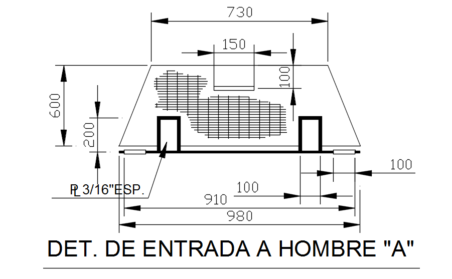 Detail drawing of entrance of factory in AutoCAD 2D, dwg file, CAD file
