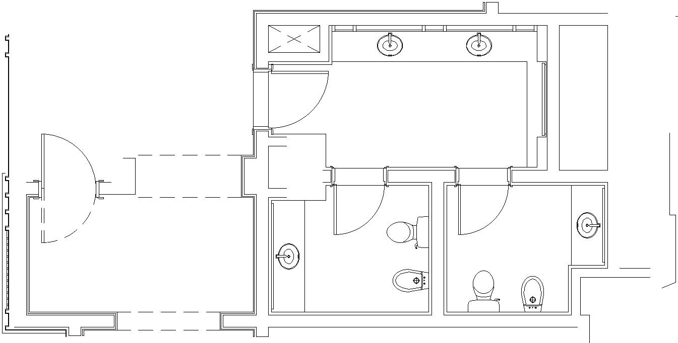 Detail drawing of general toilet in AutoCAD 2D