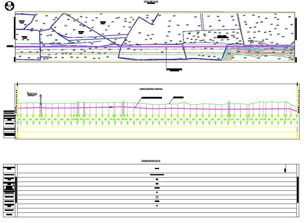 Detail drawing of pipeline plan in AutoCAD, CAD file, dwg file