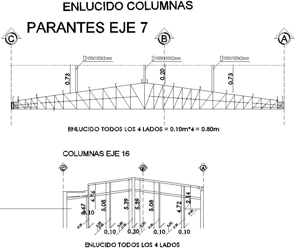 Detail drawing of plastering column