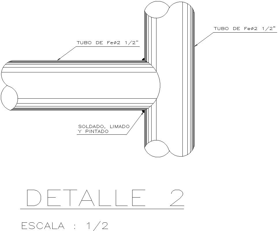 Detail drawing of railing section in AutoCAD 2D, dwg file, CAD file