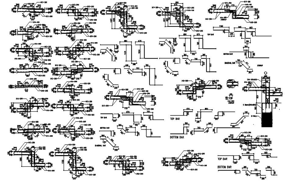 Detail drawing of reinforcement bars in AutoCAD, dwg file, CAD file