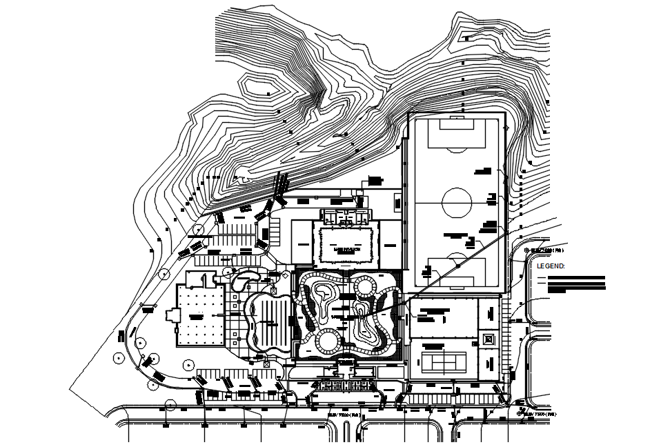 Detail drawing of resort in AutoCAD 2D, CAD file, dwg file