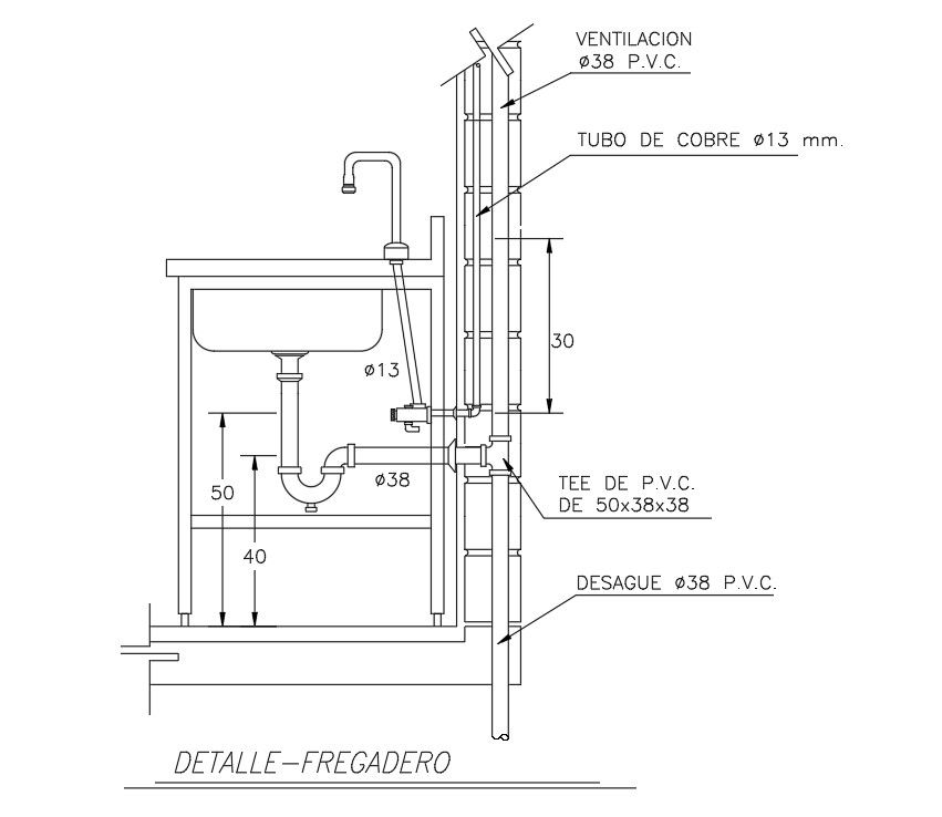Detail drawing of sink is given in this Autocad drawing file.Download the Autocad model.