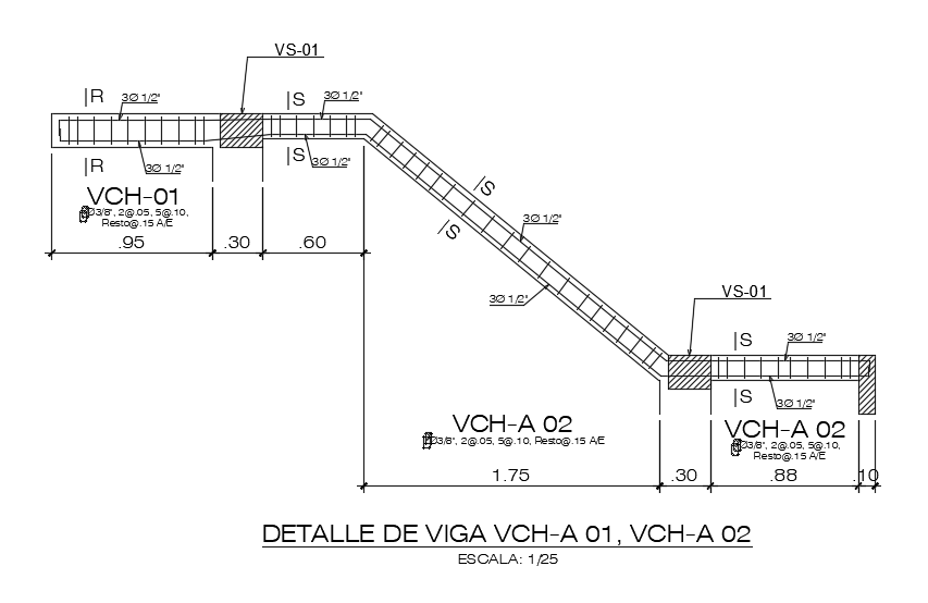 Detail drawing of staircase is given in this Autocad model. Download now.