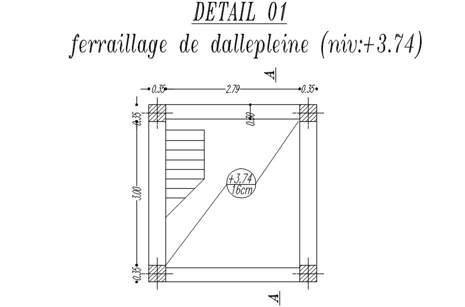 Detail drawing of staircase plan in AutoCAD drawing, CAD file, dwg file