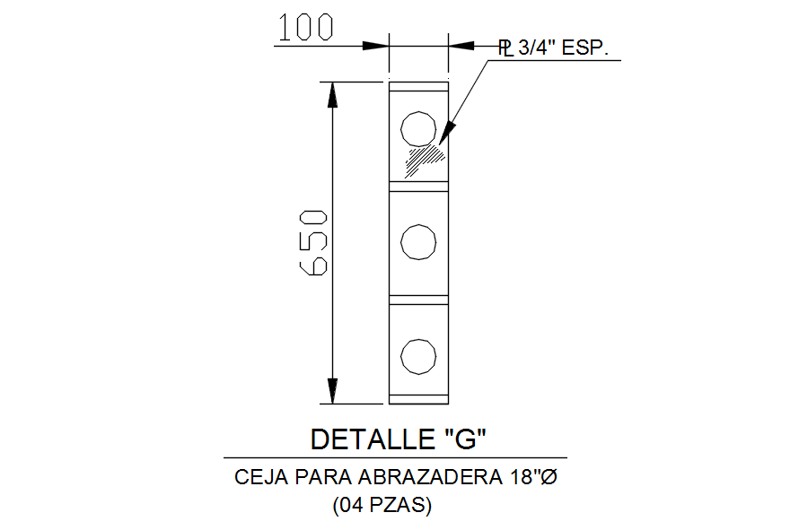 Detail drawing of steel plate section in AutoCAD 2D, dwg file, CAD file