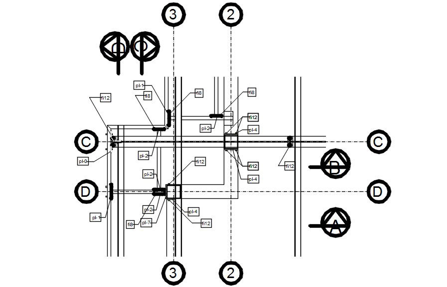Detail drawing of steel structure joints in AutoCAD 2D, dwg file, CAD file