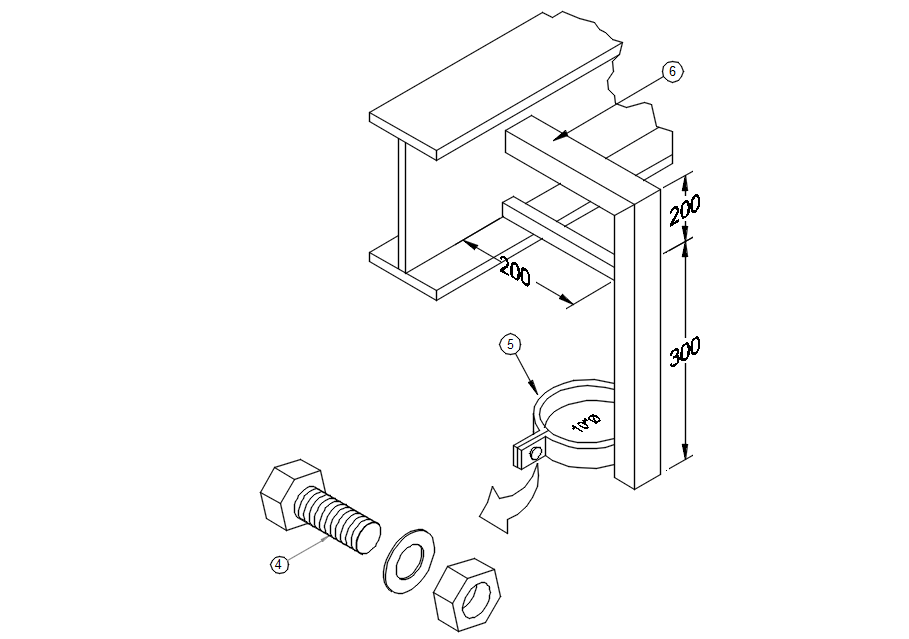 Detail drawing of structural component in AutoCAD 2D, dwg file, CAD file
