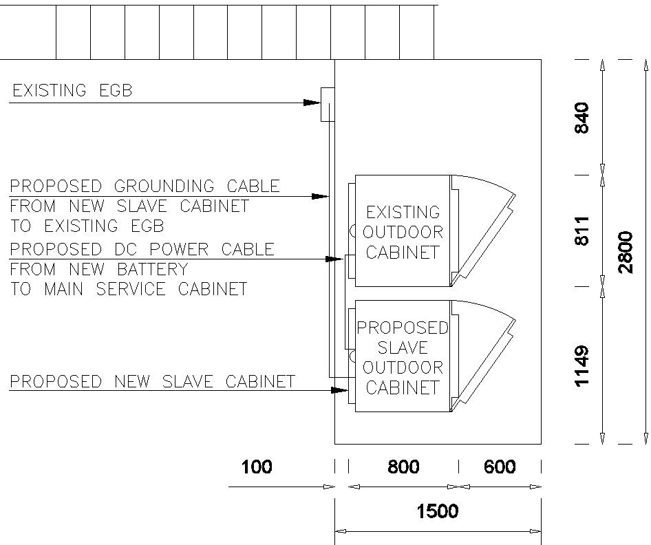 Detail drawing of tower cabinet, AutoCAD drawing