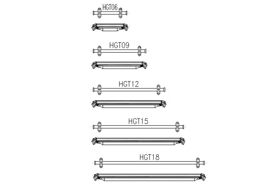 Detail drawing of tube light in AutoCAD 2D, dwg file, CAD file