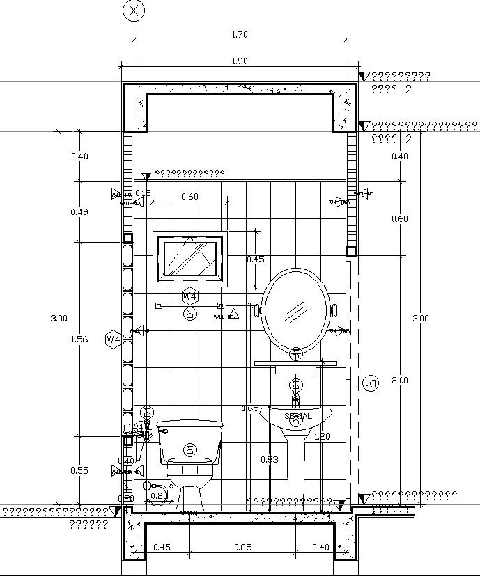 Detail drawing of washroom in AutoCAD, dwg file, CAD file
