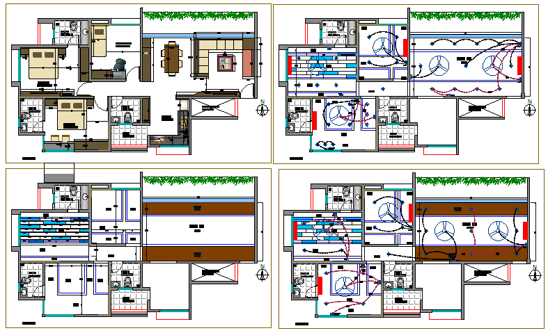 Detailed architecture project of one family house dwg file