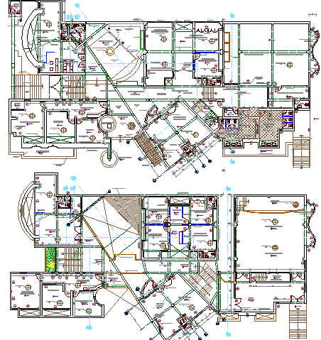 Detailed floor plan layout of municipal government building dwg file