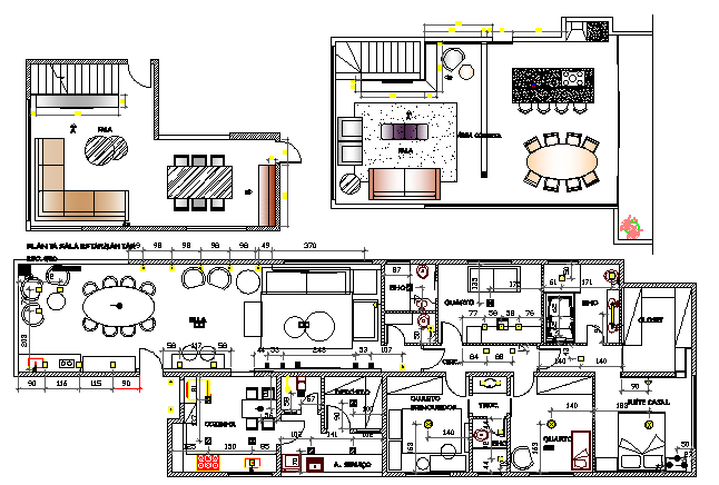 Detailed layout plan of one family house project dwg file