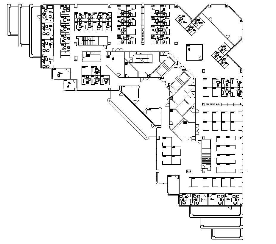 Detailed 2D design of floor plan of commercial building in AutoCAD drawing, CAD file, dwg file
