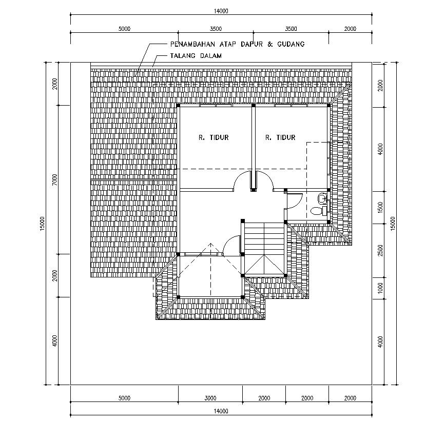 Residential roof design CAD drawing in an AutoCAD 2D file