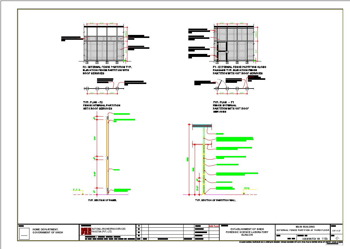 Detailed AutoCAD Drawing: External Fence Partition in DWG File Format