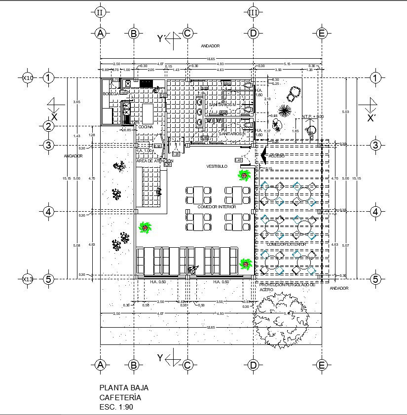 Detailed Cafeteria Layout Plan CAD Drawing In AutoCAD DWG File