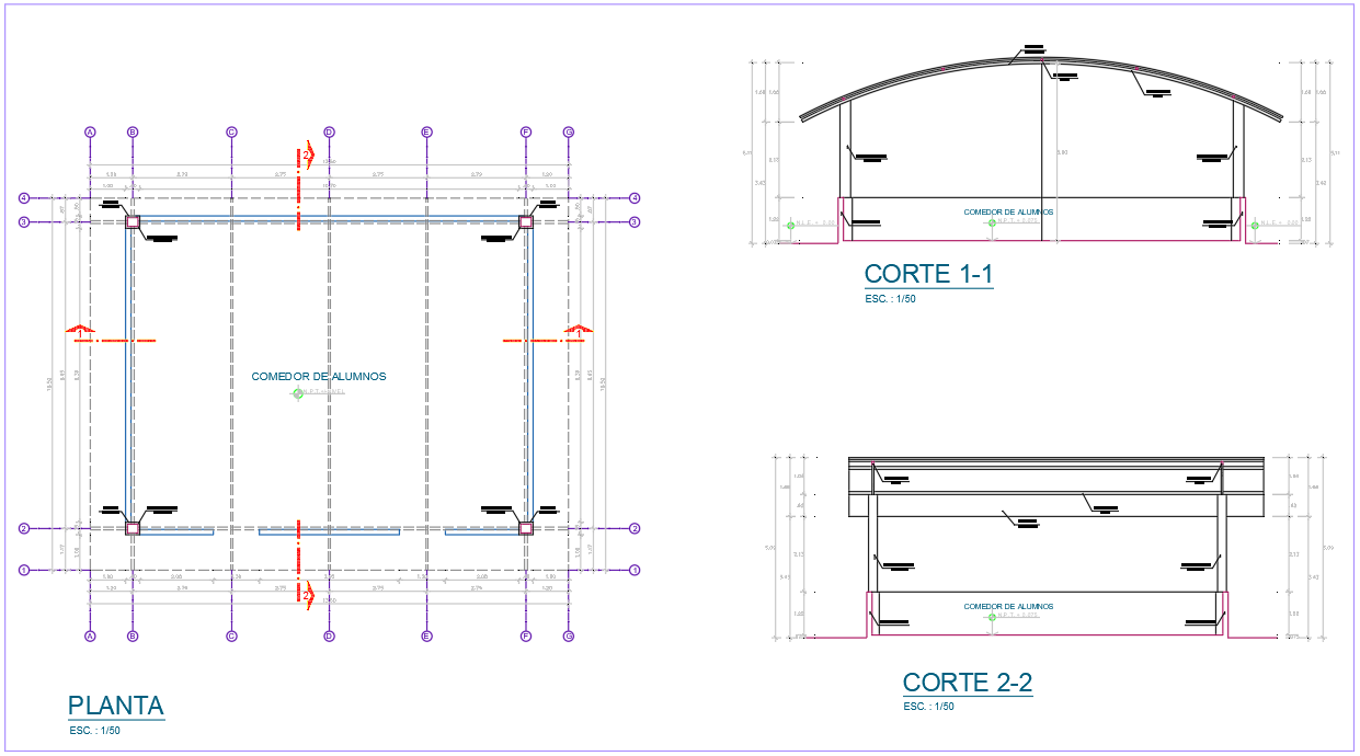 Detailed Column Drawing for Student Dining Room AutoCAD File