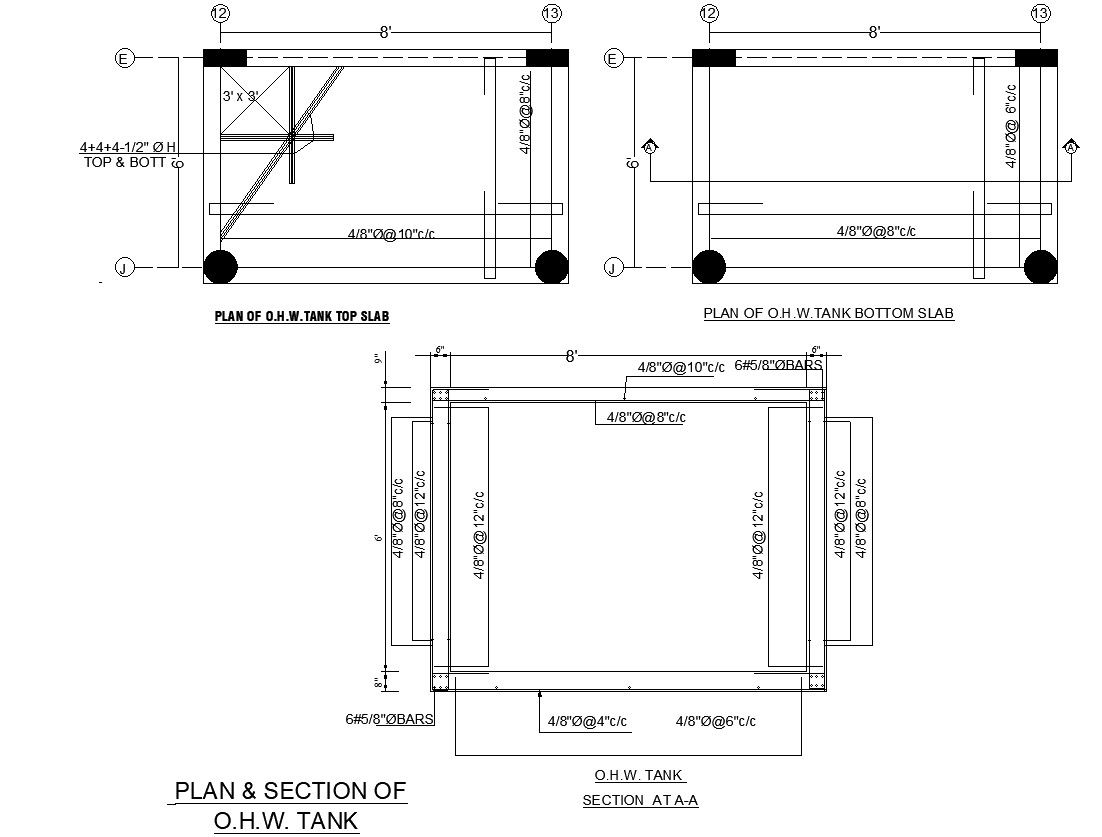 Detailed DWG File for Overhead Water Tank Specifications
