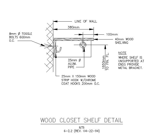 Detailed DWG Files for Wooden Closet Shelf Design