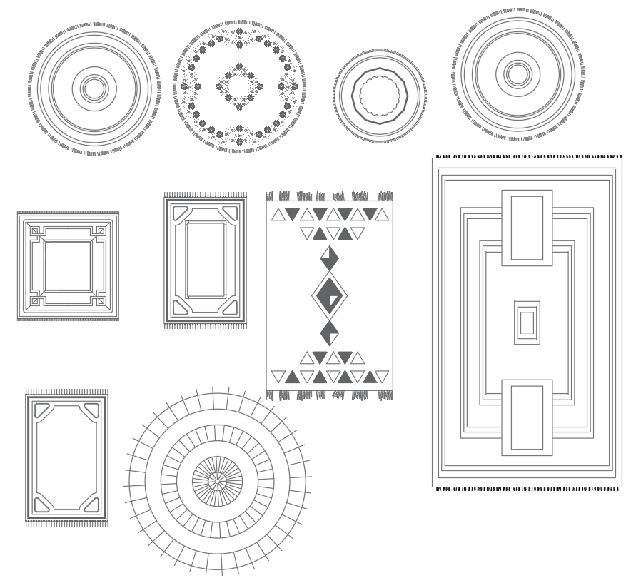 Detailed Designs of Various Floor Carpet Types In AutoCAD DWG File