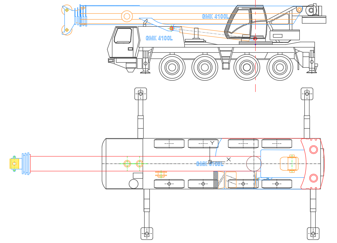 Detailed Drawing of GMK4100L Crane Groove In AutoCAD File