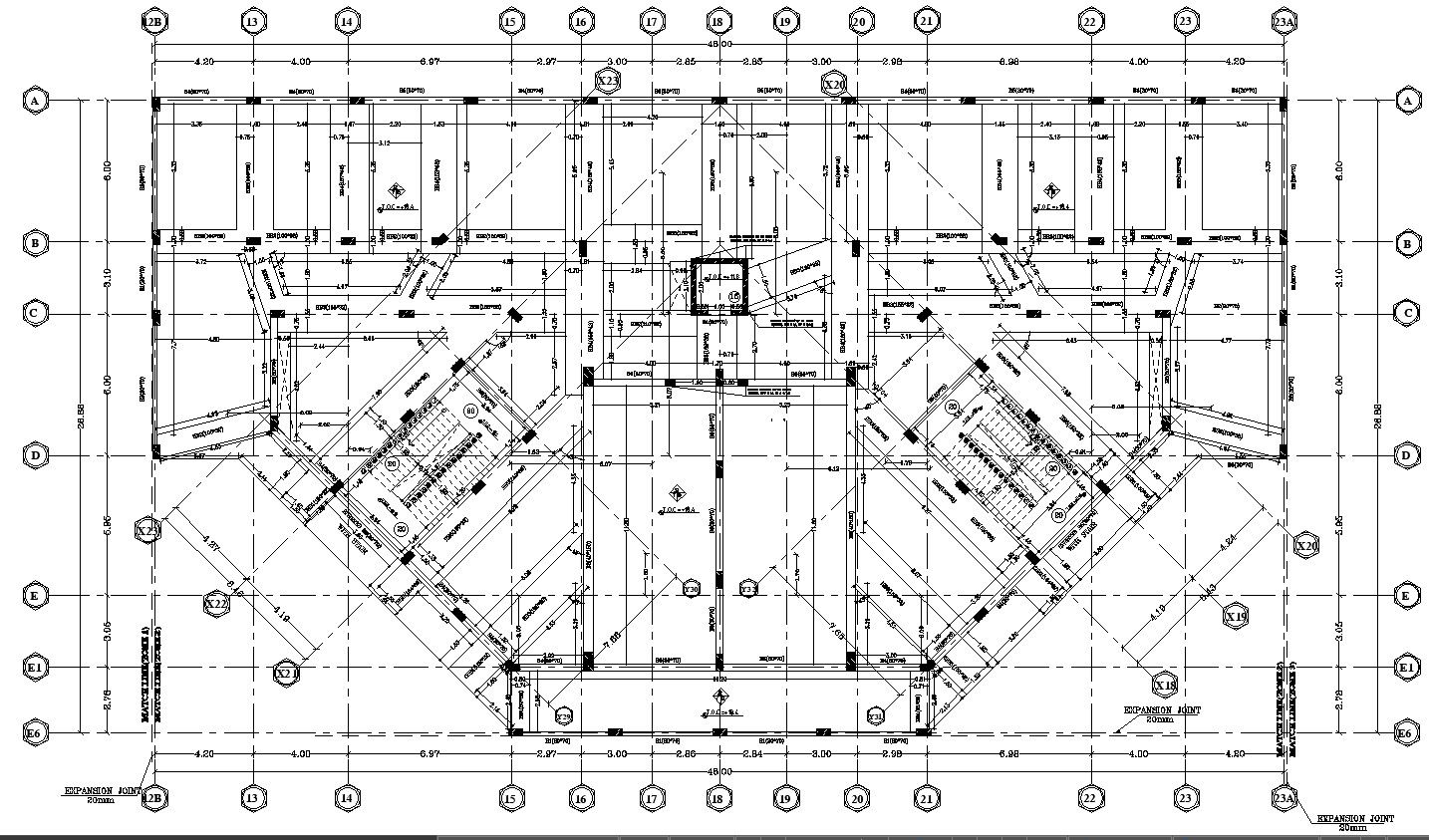 Detailed First Floor Roof Plan CAD Drawing In AutoCAD DWG File