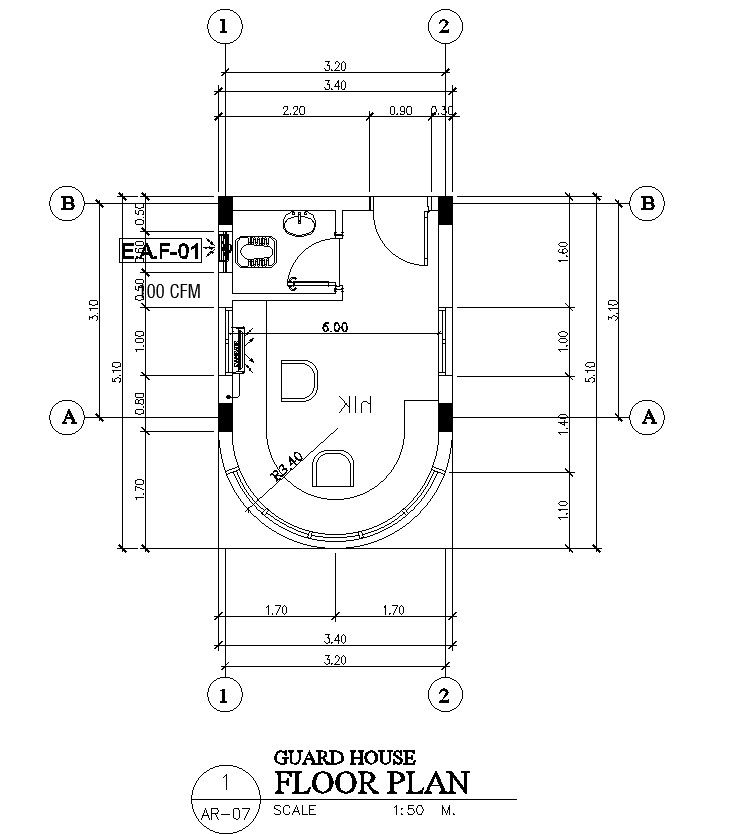 Detailed Floor Plan for Guard House AutoCAD DWG File