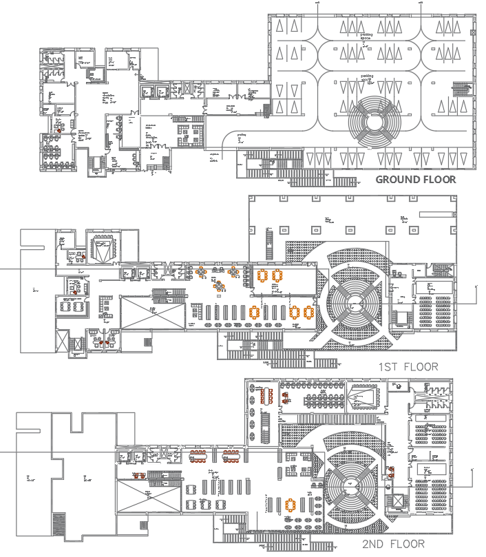 Detailed Floor Plan of Public Library Building in AutoCAD DWG File