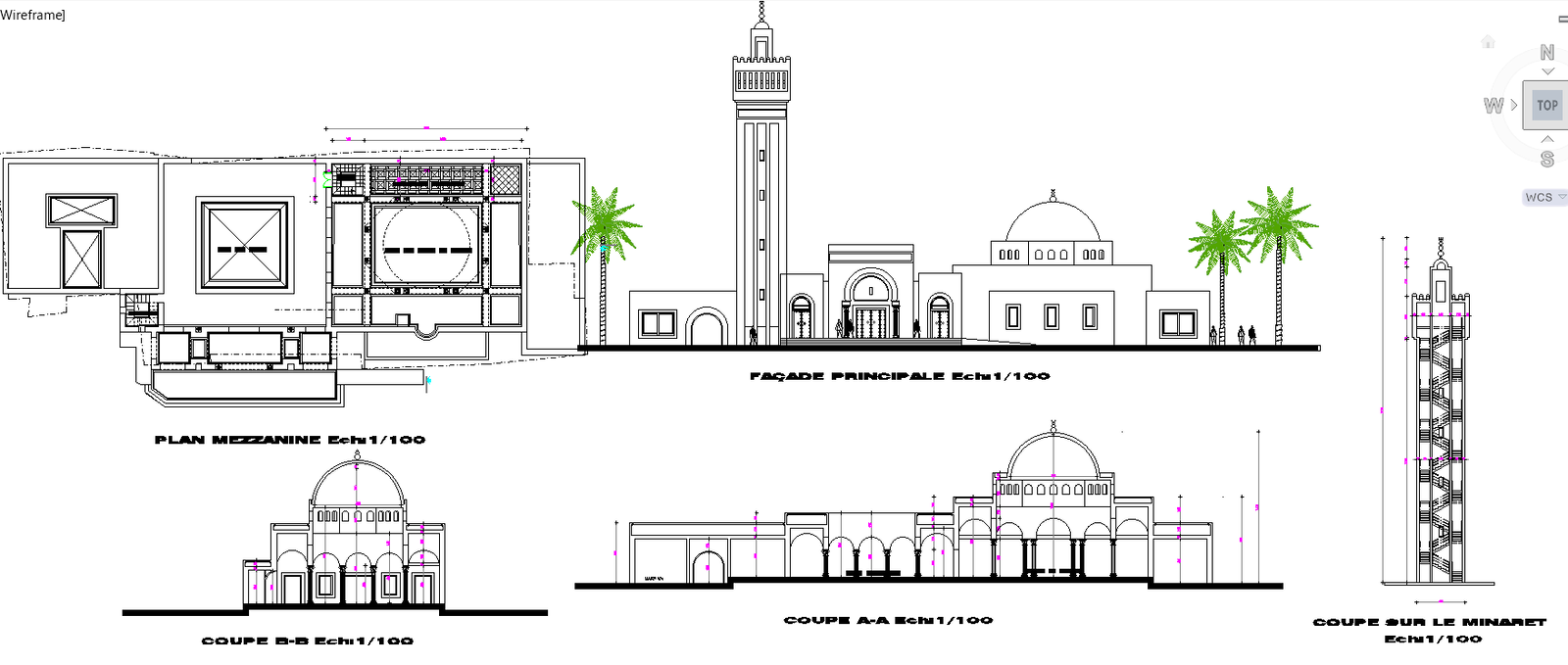 Detailed Front Elevation for Mosque CAD Drawing In AutoCAD DWG File