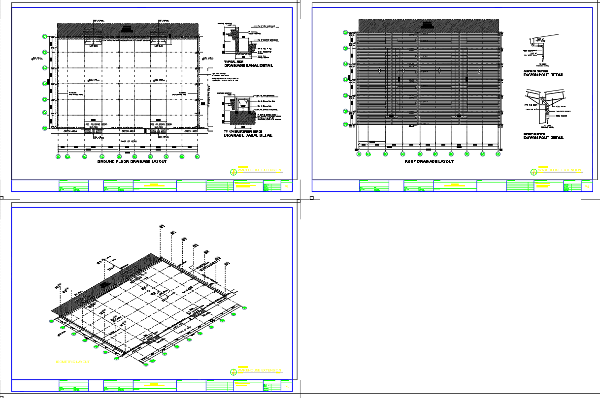 Detailed Ground and Roof Floor Drainage Layout Plan AutoCAD File