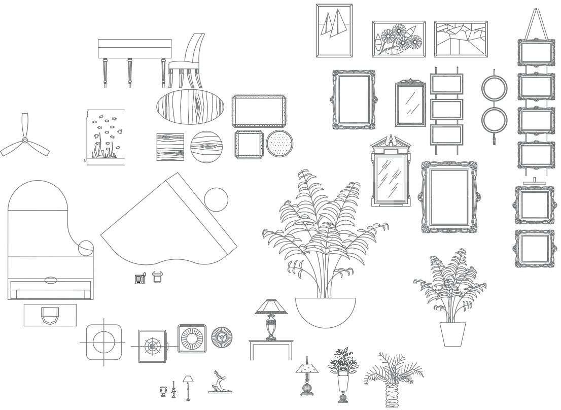 Detailed Home Decoration CAD Blocks in AutoCAD DWG File