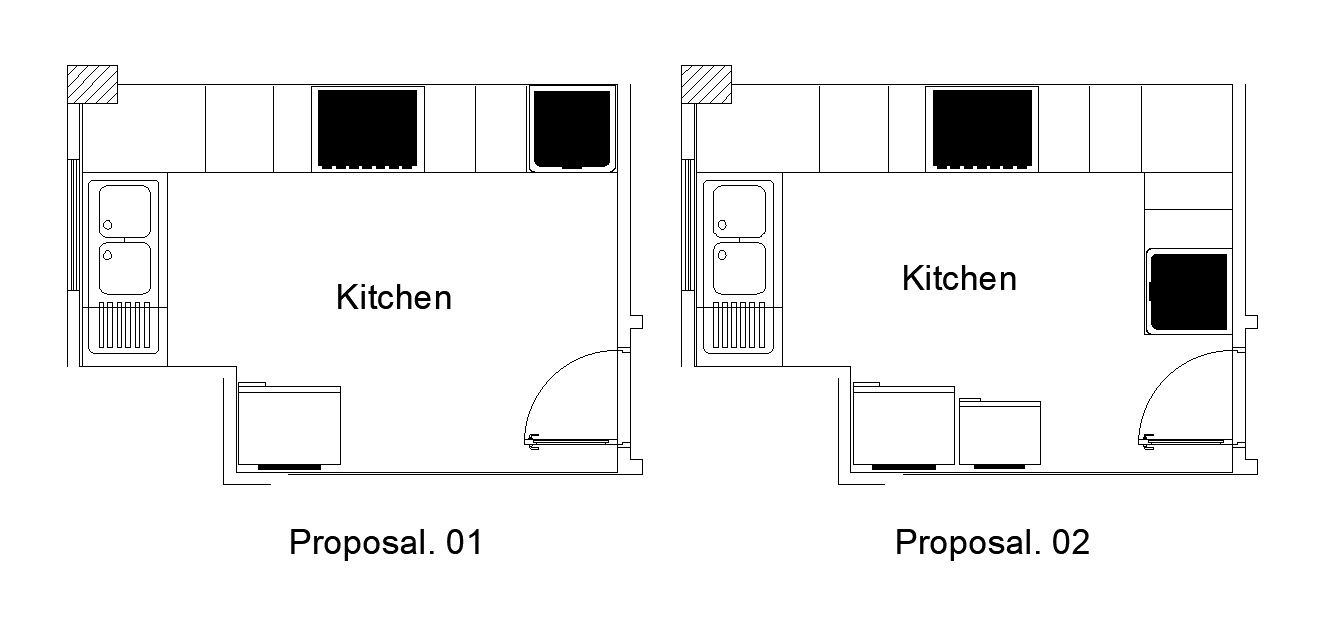 Detailed House Kitchen Layout CAD Drawing In AutoCAD DWG File