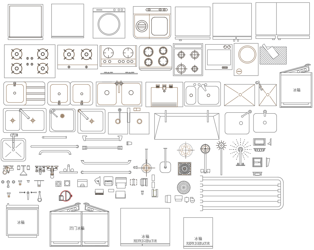 Detailed Kitchen Furniture Design CAD Block DWG File