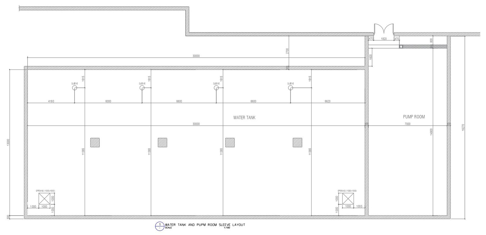 Detailed Layout Plan of Water Pump and Pump Room in DWG File