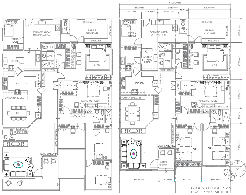 Furnished Luxury House Floor Plan in AutoCAD DWG Format