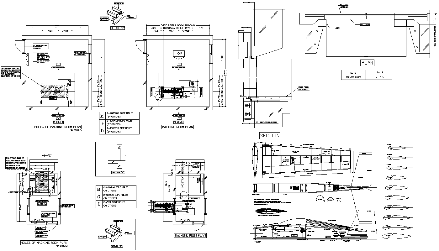 Detailed Machine Room Plan Layout Design in CAD File