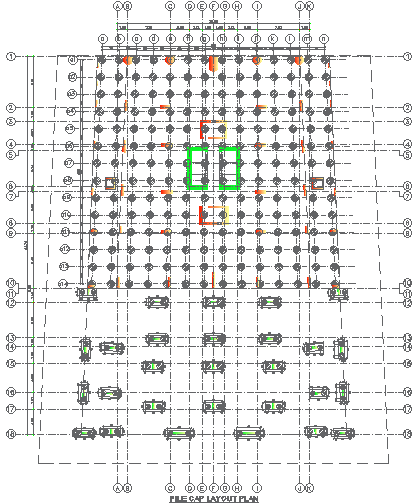Detailed Plan for Pile Cap Layout In AutoCAD DWG File