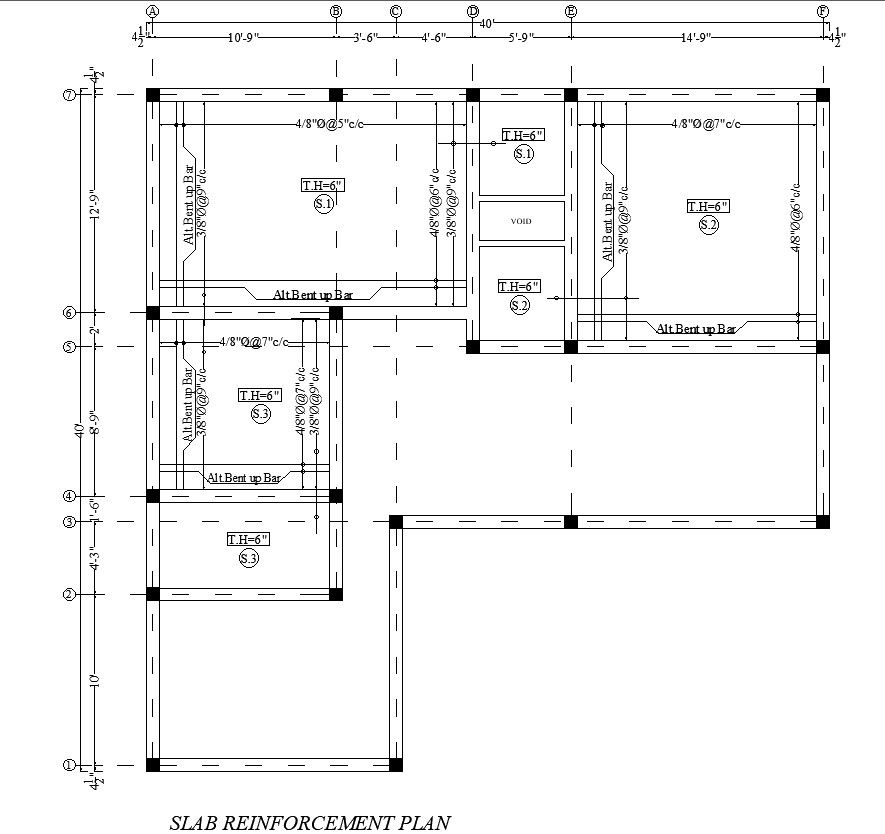 Detailed Plan for Slab Reinforcement CAD Drawing