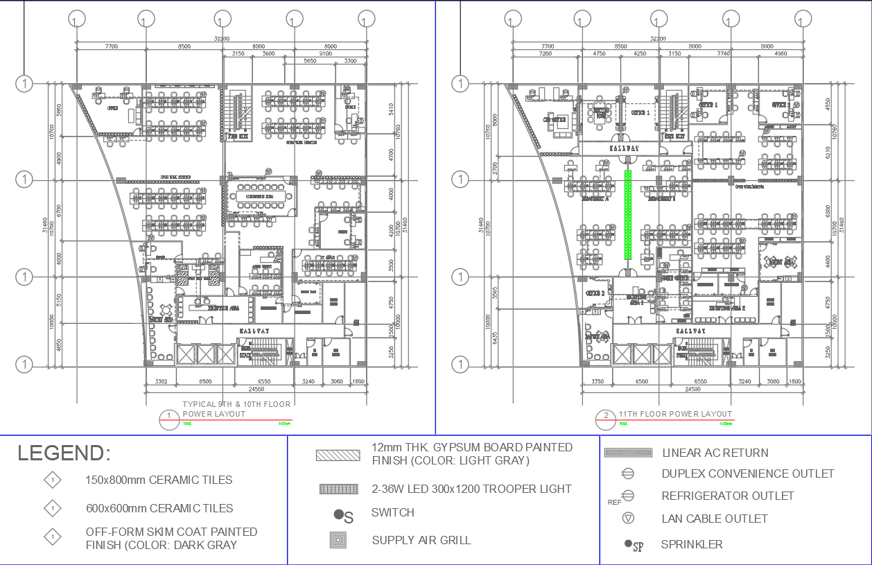 Detailed Power Layout for Commercial Building in AutoCAD File
