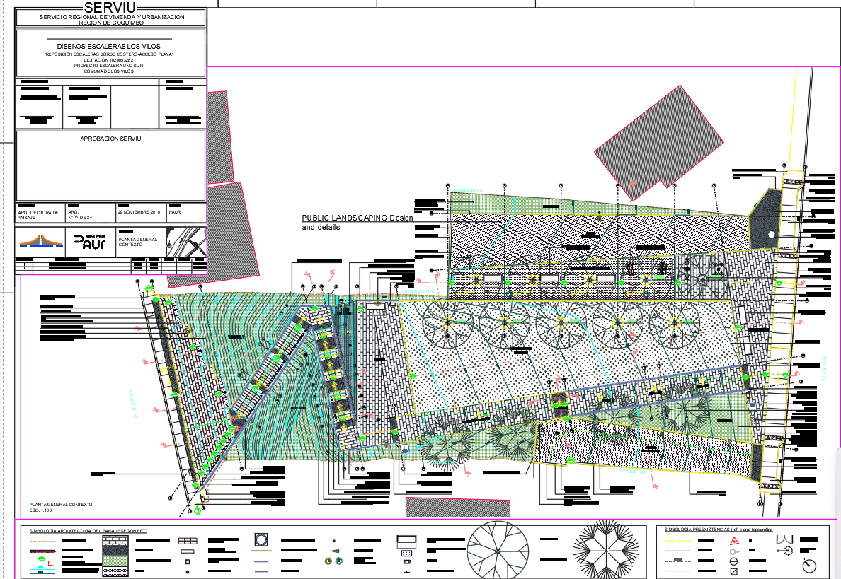 Detail public landscaping and urban design plan in DWG File