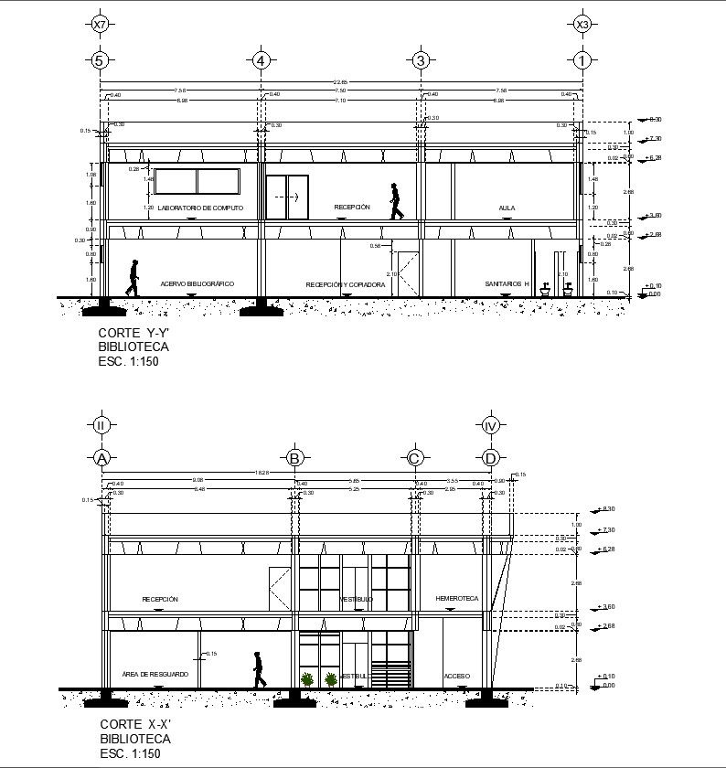 Detailed Public Library Elevation CAD Drawing In AutoCAD DWG File