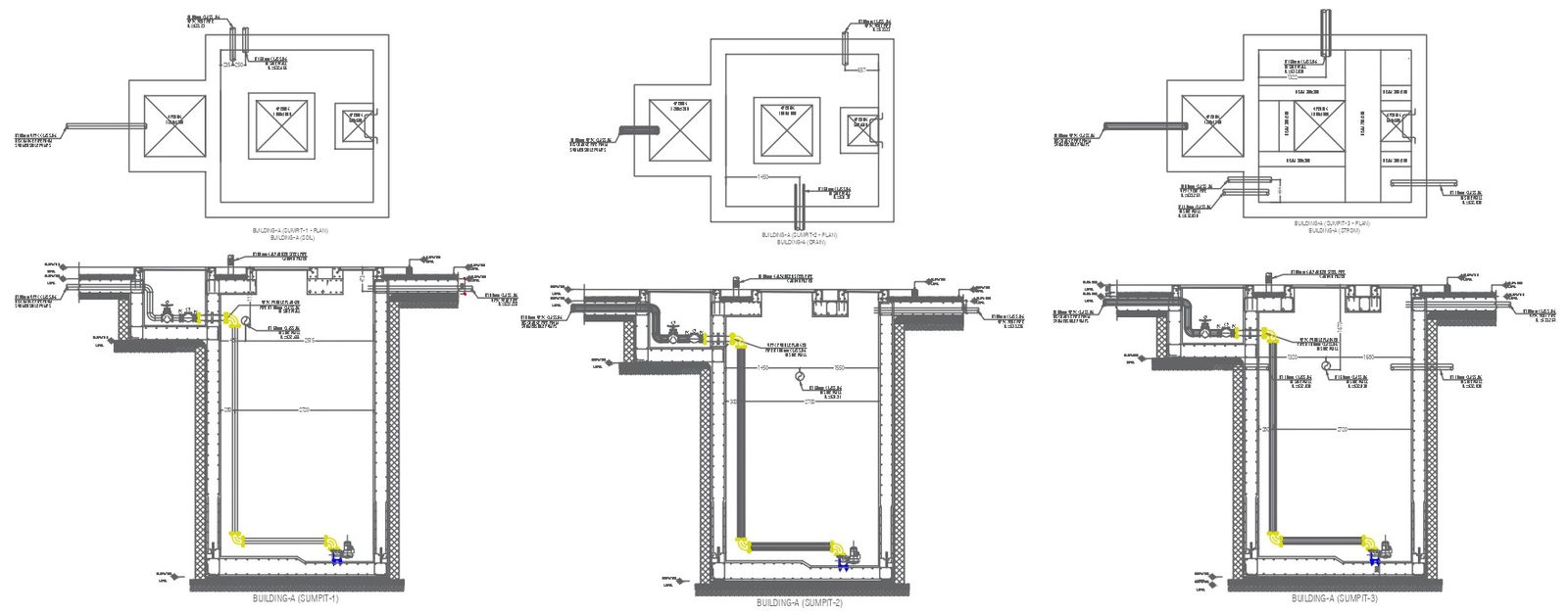 Detailed Section Details of Sump Pit Tank In AutoCAD DWG File