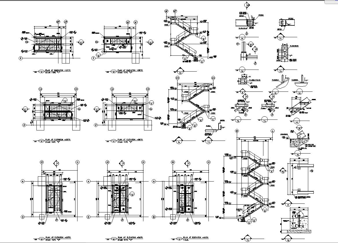 Detailed Section Drawing of Staircase CAD Drawing In AutoCAD DWG File